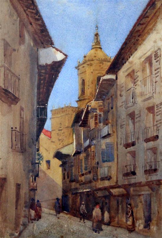 Gardon Grant Smith (1860-1913) Fuenterrabia, Spain 1894 and 2 street scenes, largest 13.5 x 9.5in.